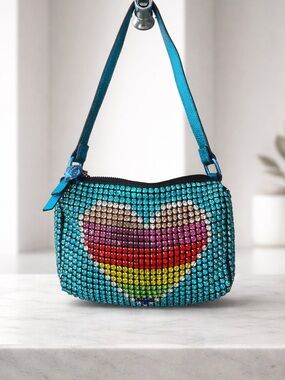 Kurt Geiger London Party Pochette Purse Teal Heart